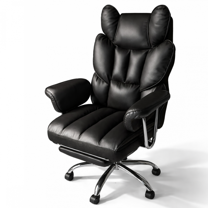 Fotel biurowy obrotowy RELAX PRO z podnóżkiem - ecoskóra czarny KO50CZ - obrazek 6