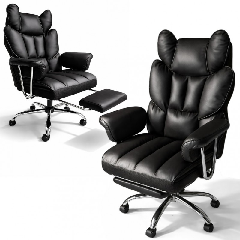 Fotel biurowy obrotowy RELAX PRO z podnóżkiem - ecoskóra czarny KO50CZ - obrazek 7