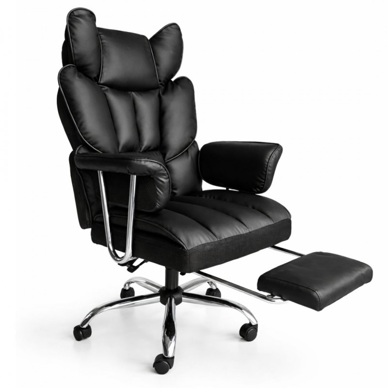 Fotel biurowy obrotowy RELAX PRO z podnóżkiem - ecoskóra czarny KO50CZ - obrazek 8