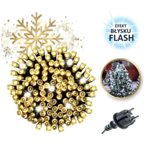 Światełka lampki 100 LED CIEPŁY BIAŁY, FLASH BIAŁY