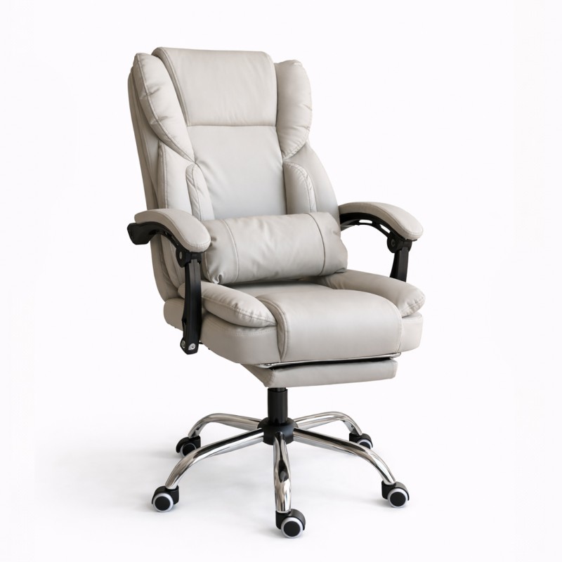Fotel biurowy obrotowy SKYLINE z podnóżkiem - kremowa ekoskóra KO51K - obrazek 3