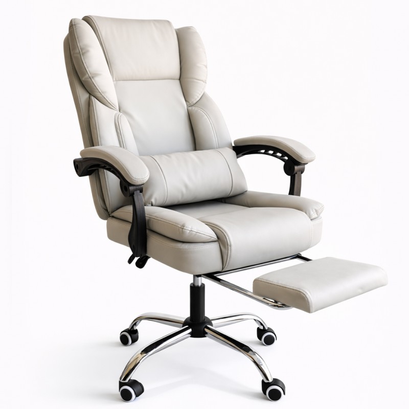 Fotel biurowy obrotowy SKYLINE z podnóżkiem - kremowa ekoskóra KO51K - obrazek 4