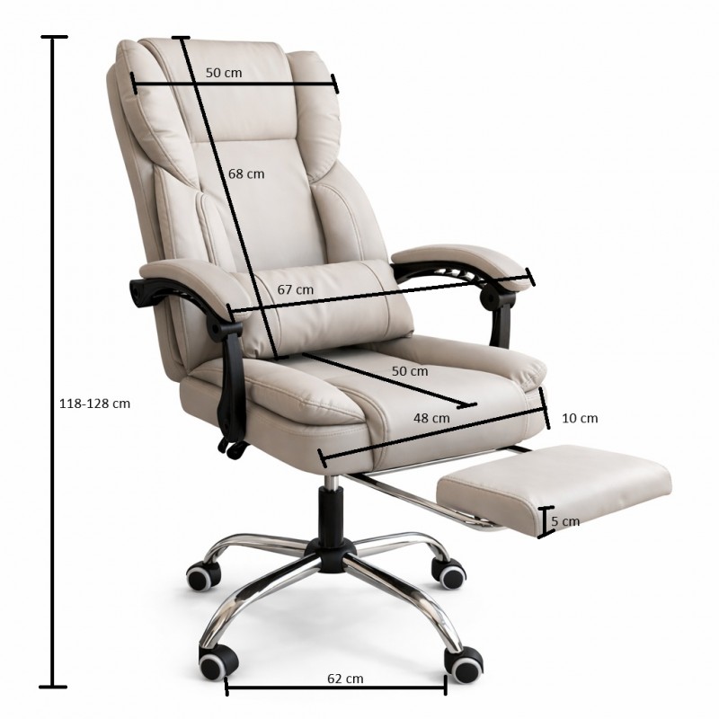 Fotel biurowy obrotowy SKYLINE z podnóżkiem - kremowa ekoskóra KO51K - obrazek 7