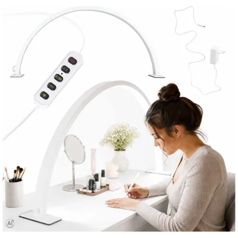 Lampa kosmetyczna LED bezcieniowa biurkowa do manicure paznokci łuk biała