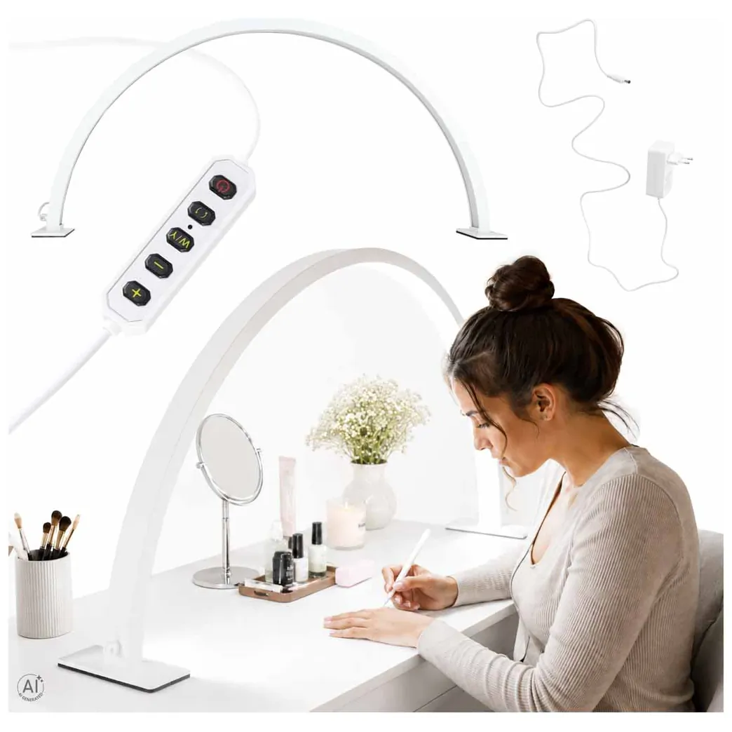 Lampa kosmetyczna LED bezcieniowa biurkowa do manicure paznokci łuk biała