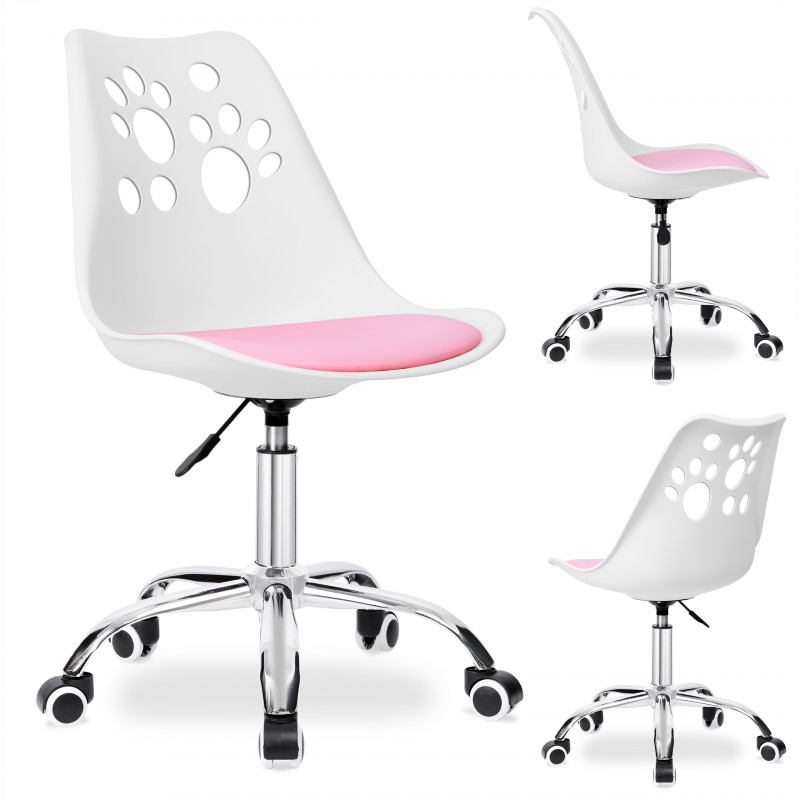 Fotel biurowy Puppy Love obrotowy do biurka dziecięcy, biało różowy KO16BJR