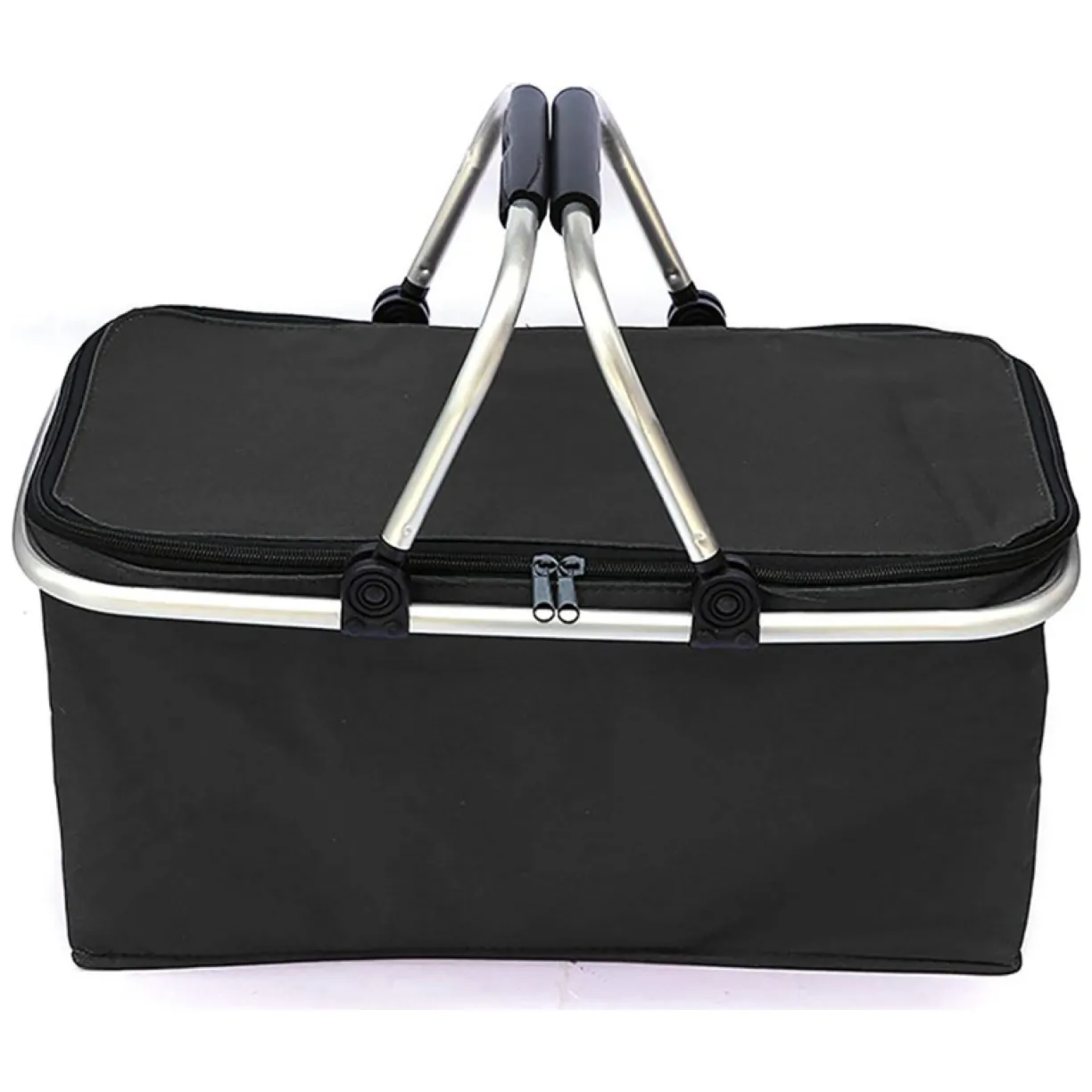 Składany kosz termiczny na zakupy, piknik czarny 47x27x23cm KP01CZ - obrazek 4