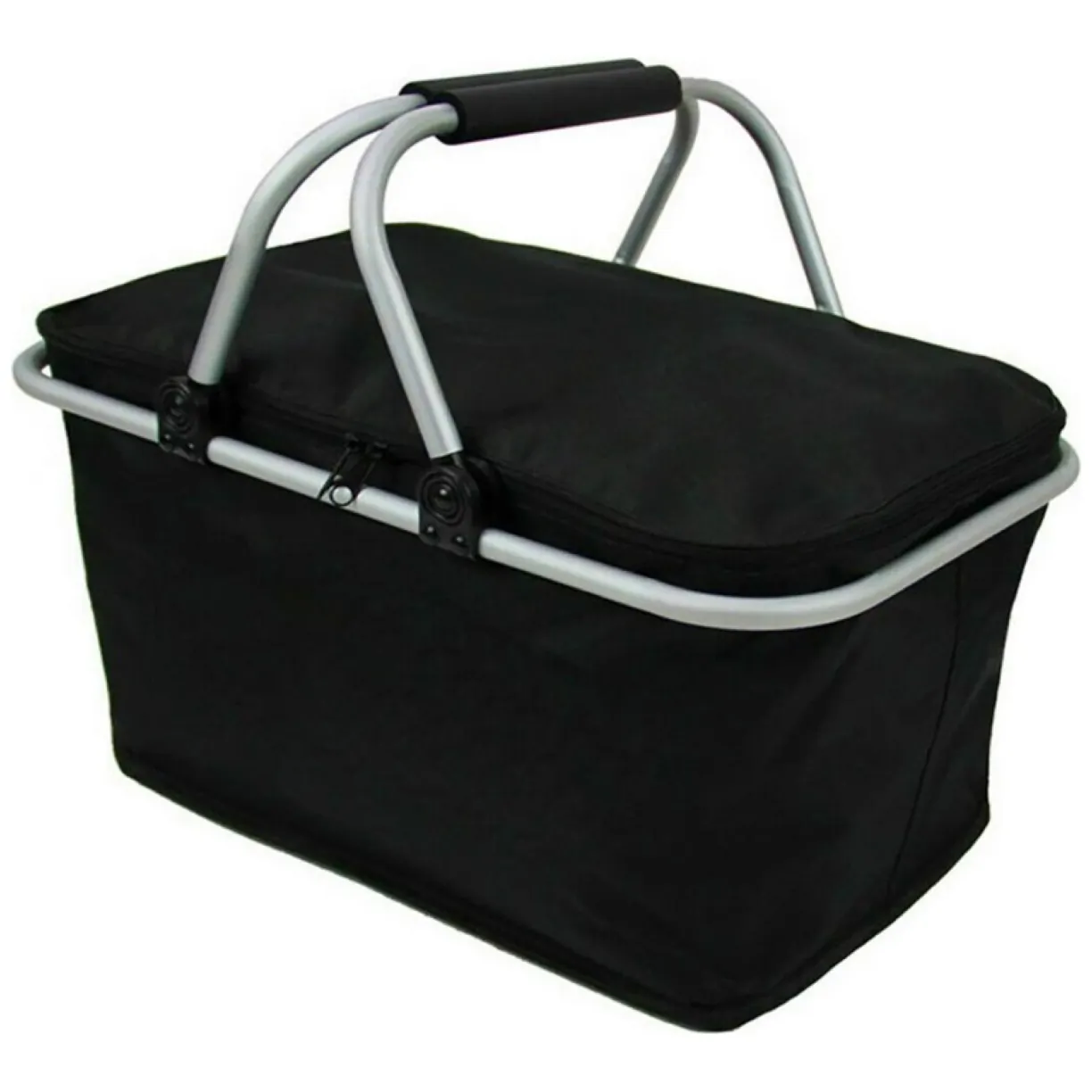 Składany kosz termiczny na zakupy, piknik czarny 47x27x23cm KP01CZ - obrazek 5