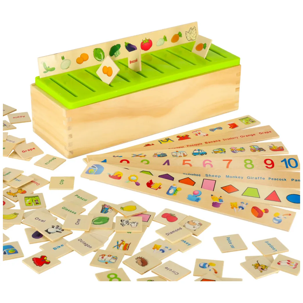 Drewniany sorter edukacyjny 90 elementów układanka dopasuj obrazki - obrazek 12