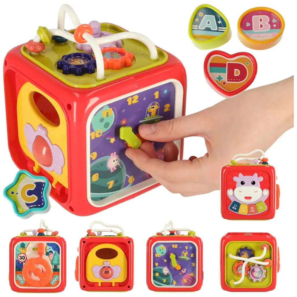 Sorter układanka kostka sensoryczna klocki edukacyjne Montessori 6w1 - obrazek 10