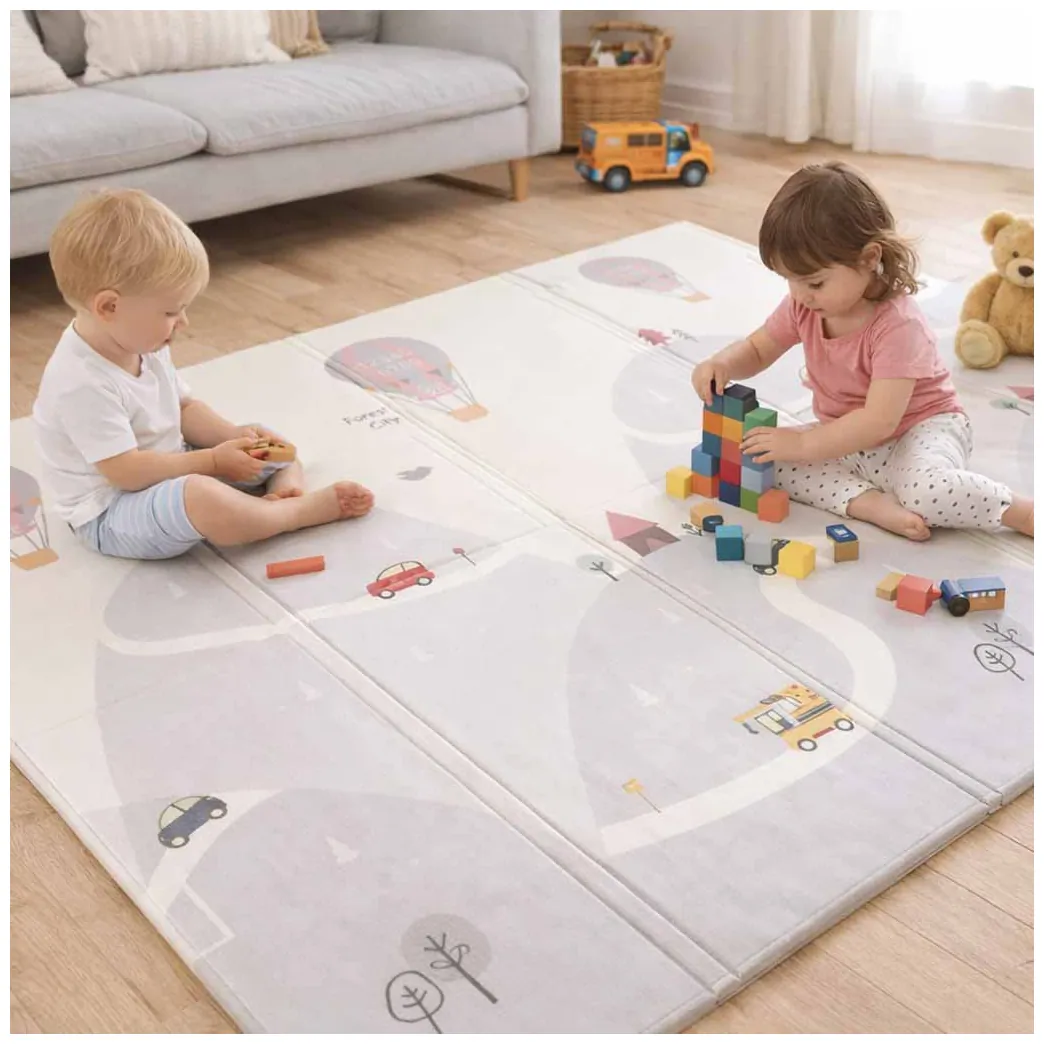Mata edukacyjna piankowa dwustronna składana 150x200cm balony ulica - obrazek 10