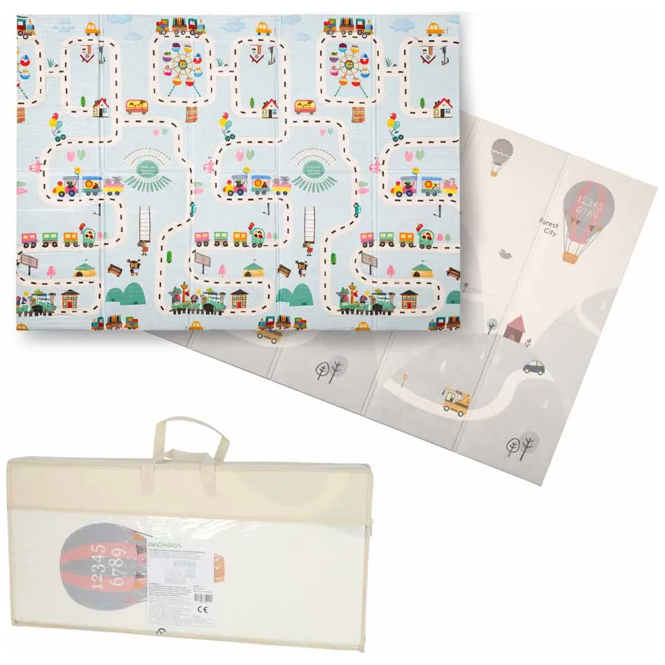 Mata edukacyjna piankowa dwustronna składana 150x200cm balony ulica