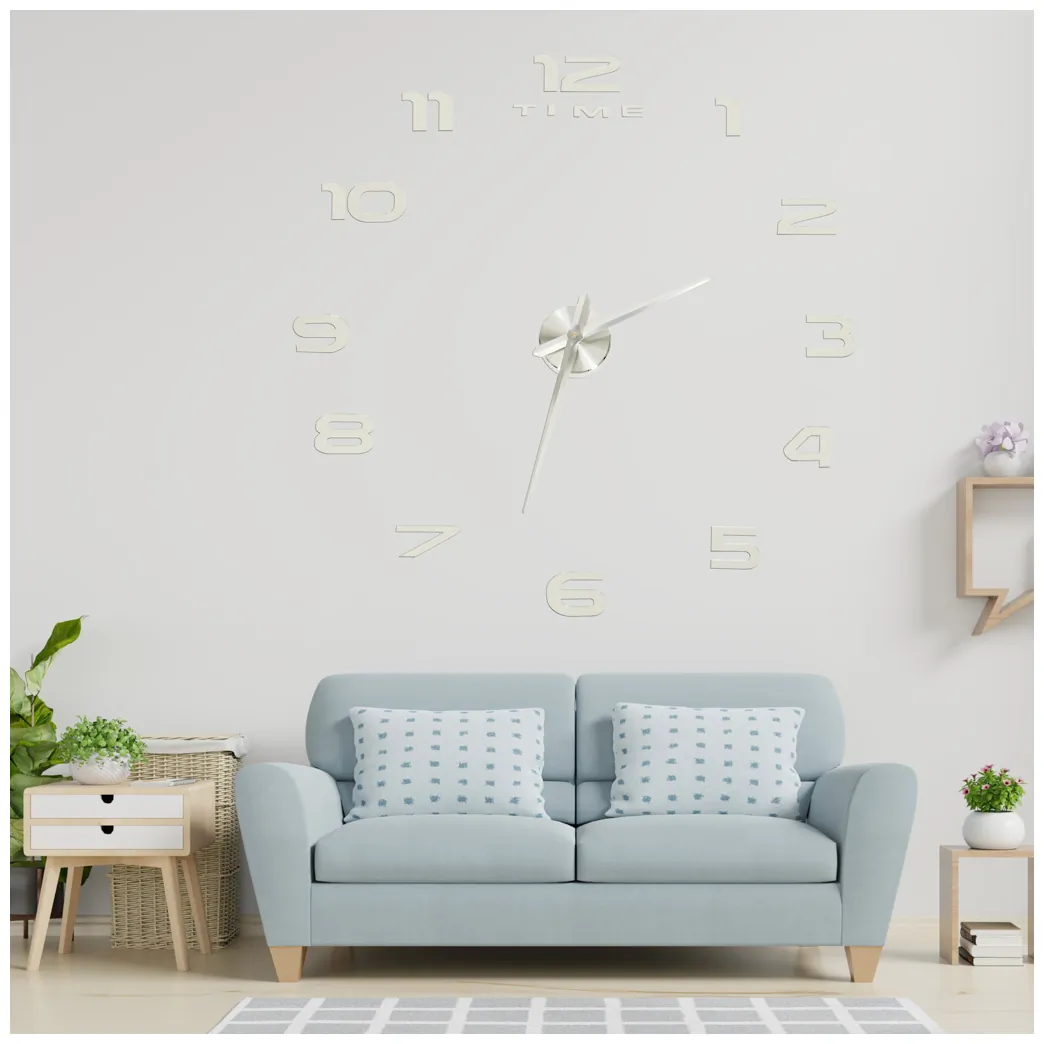 Zegar ścienny naklejany na ścianę 3D lustrzany DIY duży nowoczesny 80-120cm XL - obrazek 6