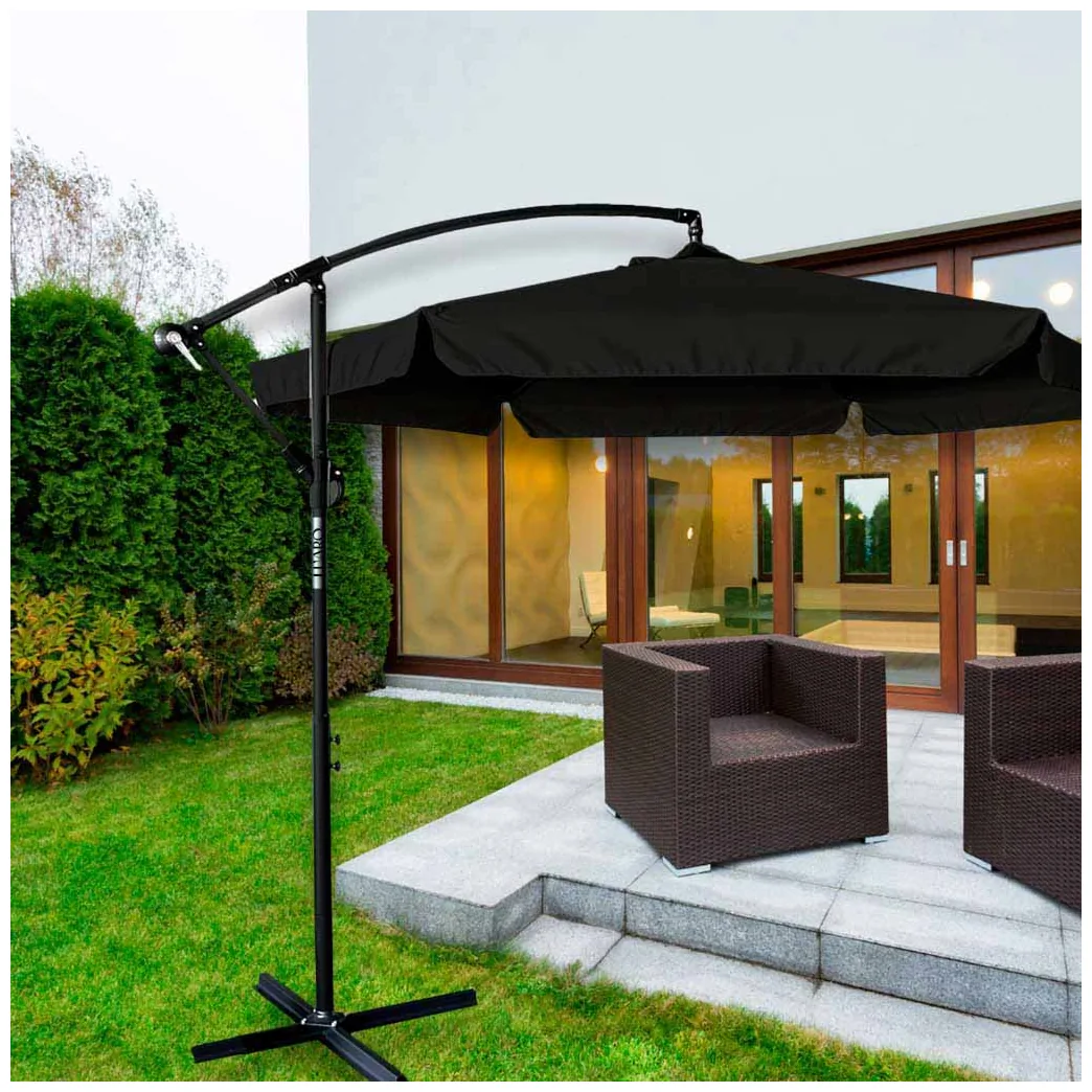 Parasol ogrodowy LUARO duży składany z wysięgnikiem 290cm czarny - obrazek 6