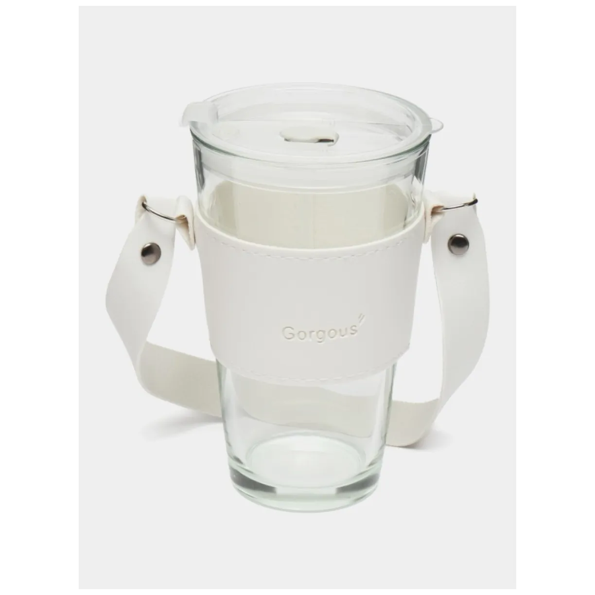 Kubek ze szkła na Kawę Herbatę ze słomką i zamknięciem 450 ML CUP09B - obrazek 4