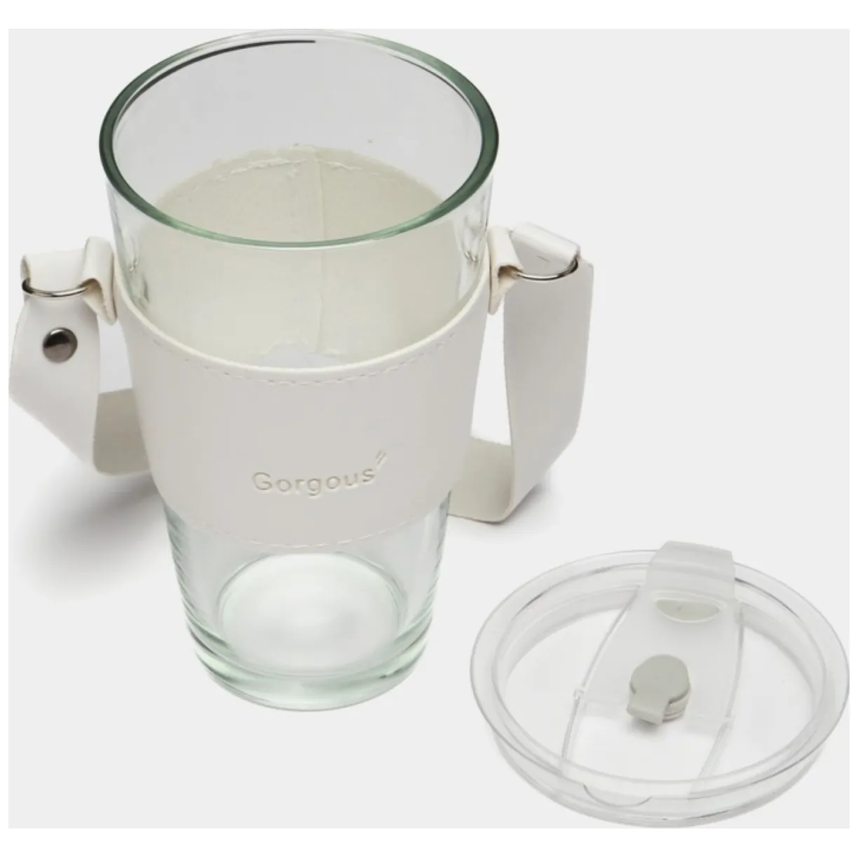 Kubek ze szkła na Kawę Herbatę ze słomką i zamknięciem 450 ML CUP09B - obrazek 5