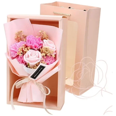 Bukiet zapachowych kwiatów mydlanych w pudełku 6 szt. flower box BUK09R