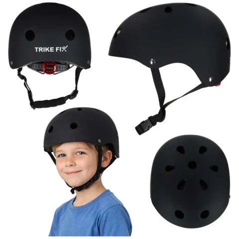 Kask rowerowy dla dziecka Trike Fix dziecięcy regulowany LED S 48-54cm czarny