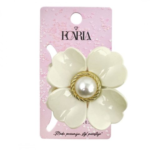 Spinka do włosów, klamra kwiat z perłą biała SP355B