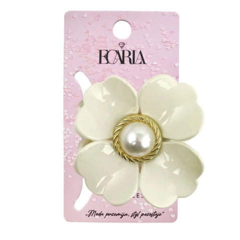 Spinka do włosów, klamra kwiat z perłą biała SP355B