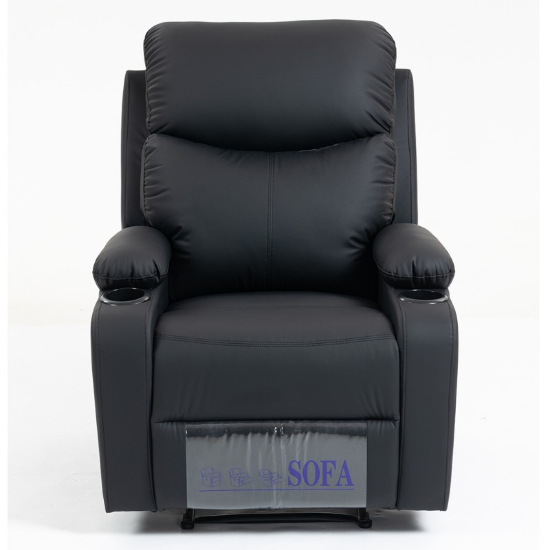 Fotel, sofa rozkładana jednoosobowa VERO z uchwytem na napój, ekoskóra czarna SOF01CZ - obrazek 8