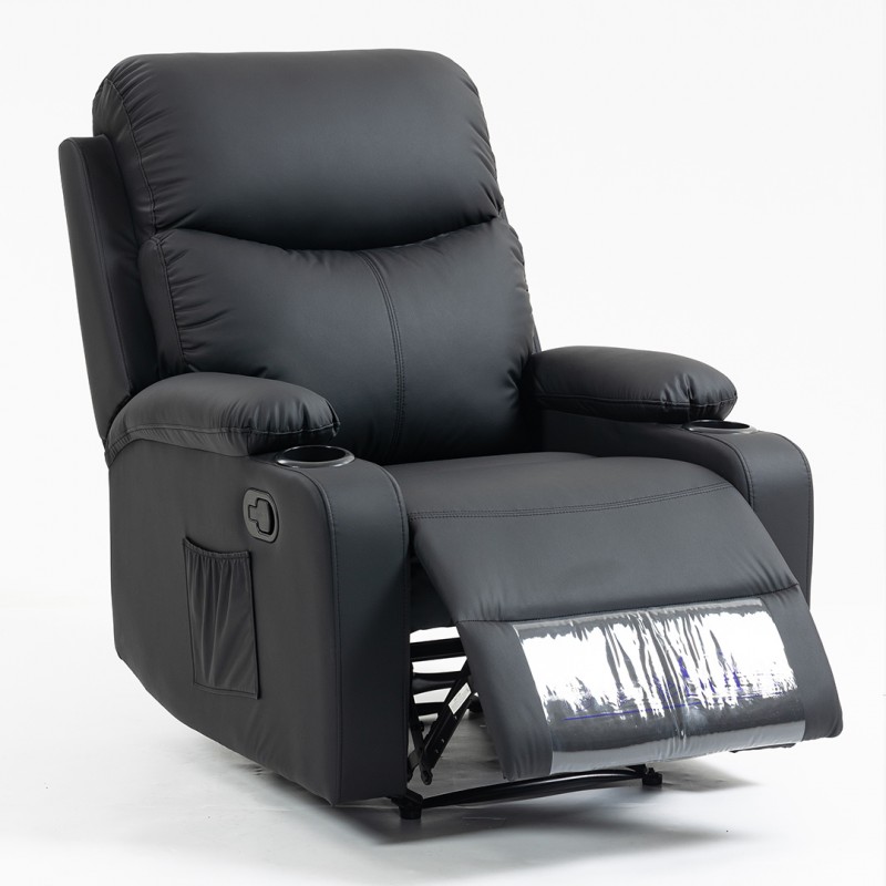 Fotel, sofa rozkładana jednoosobowa VERO z uchwytem na napój, ekoskóra czarna SOF01CZ - obrazek 9