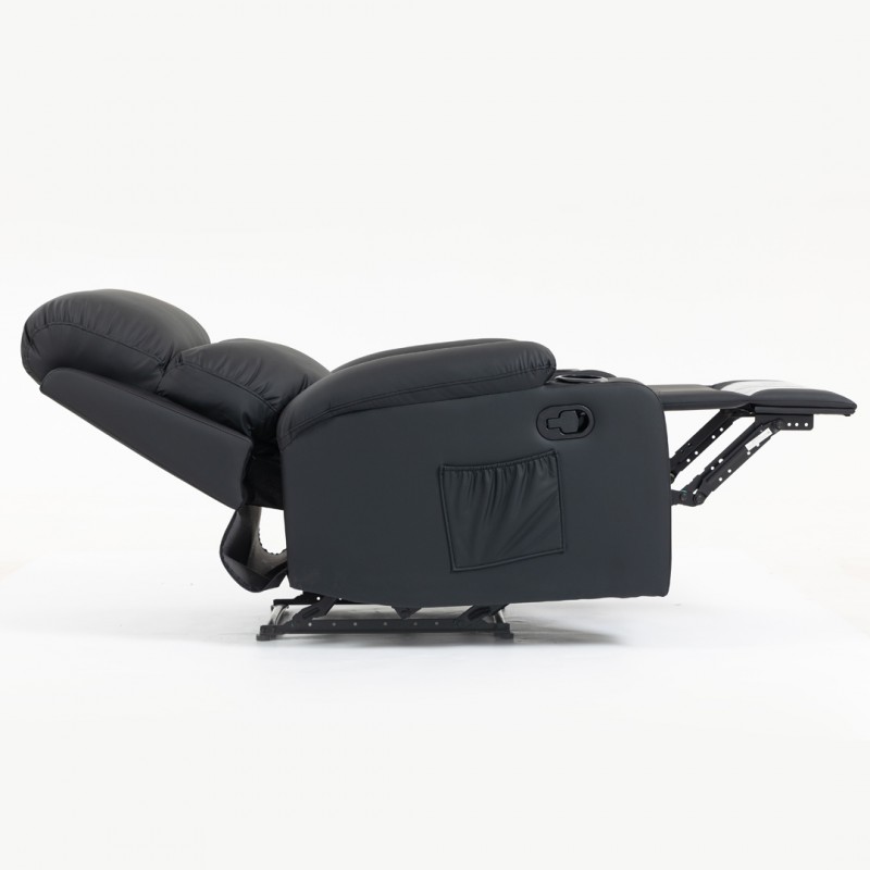 Fotel, sofa rozkładana jednoosobowa VERO z uchwytem na napój, ekoskóra czarna SOF01CZ - obrazek 10