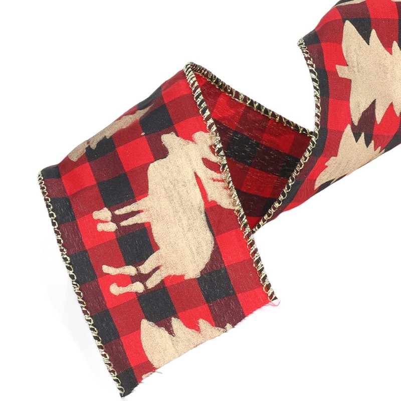 Taśma świąteczna na kokardę, wstążka na prezent Boże Narodzenie 5cm x 5m KSN86 - obrazek 3