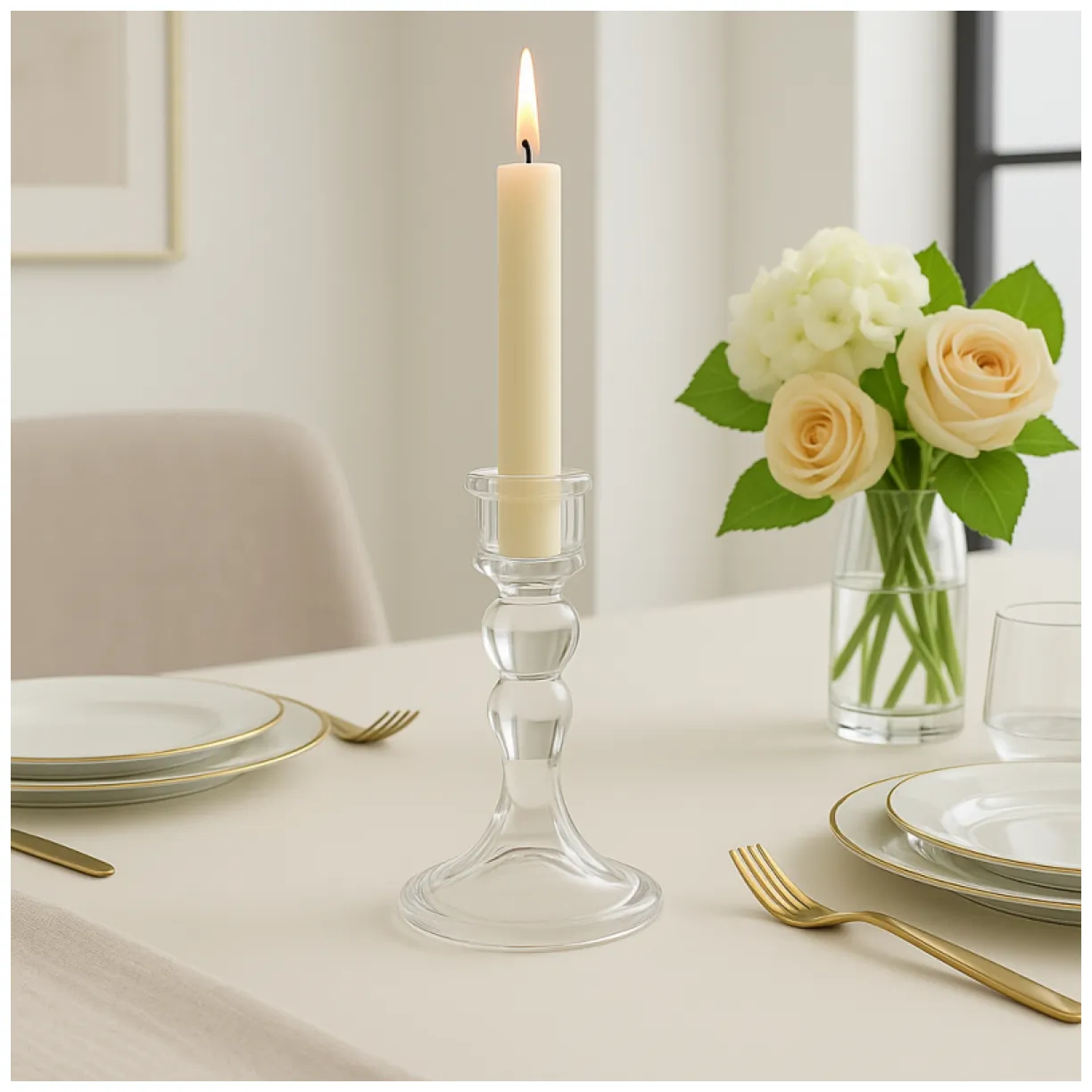 Świecznik dekoracyjny, szklany Glamour 12,5 cm - SW17 - obrazek 3