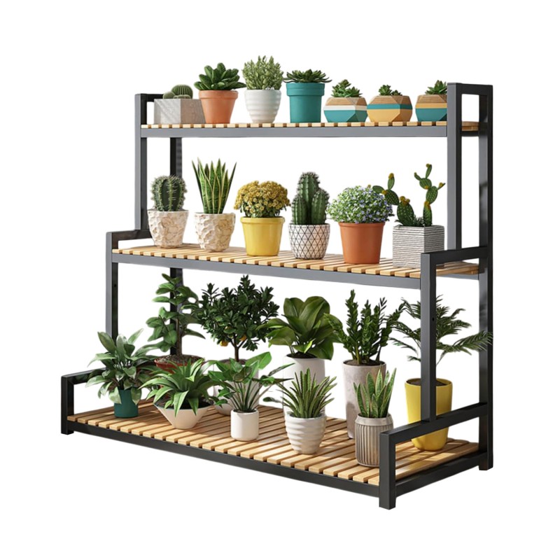 Kwietnik, regał, stojak na kwiaty 3 poziomowy, 120 x 40 x 95cm, czarny SZ47CZ - obrazek 8