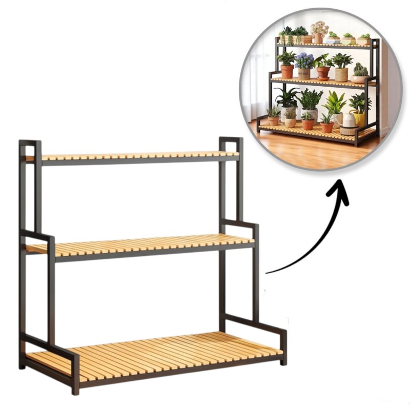 Kwietnik, regał, stojak na kwiaty 3 poziomowy, 120 x 40 x 95cm, czarny SZ47CZ