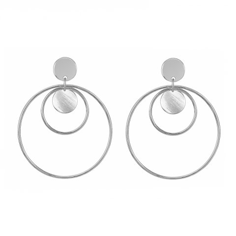 Kolczyki srebrne koła potrójne, sztyft K928S