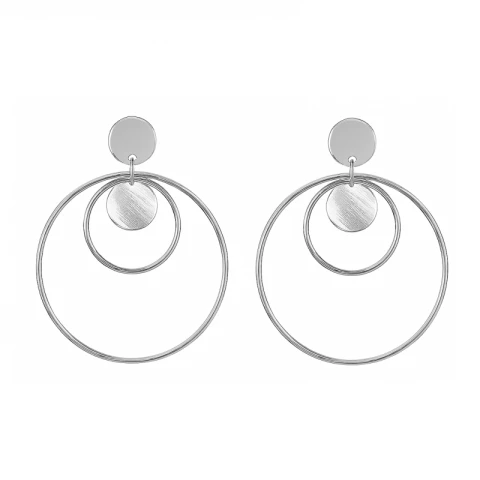 Kolczyki srebrne koła potrójne, sztyft K928S