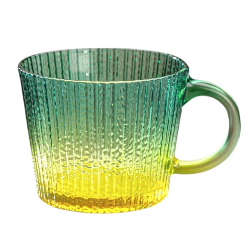 Filiżanka szklanka ryflowana duża butelkowa zieleń ombre 380 ml 1szt SZK176 - obrazek 2