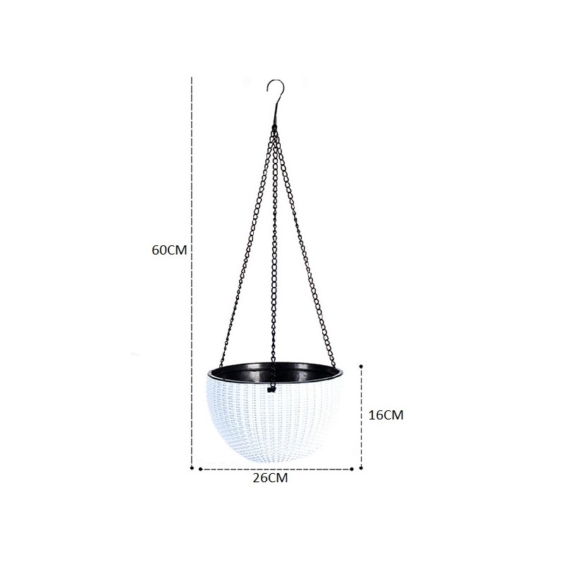 Doniczka wisząca szara duża Rattan Design 26 cm ROS10GRAF - obrazek 5