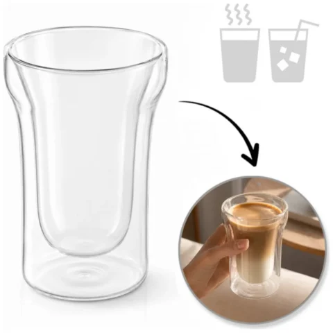 Szklanka termiczna z podwójnym dnem do kawy i herbaty 240 ml