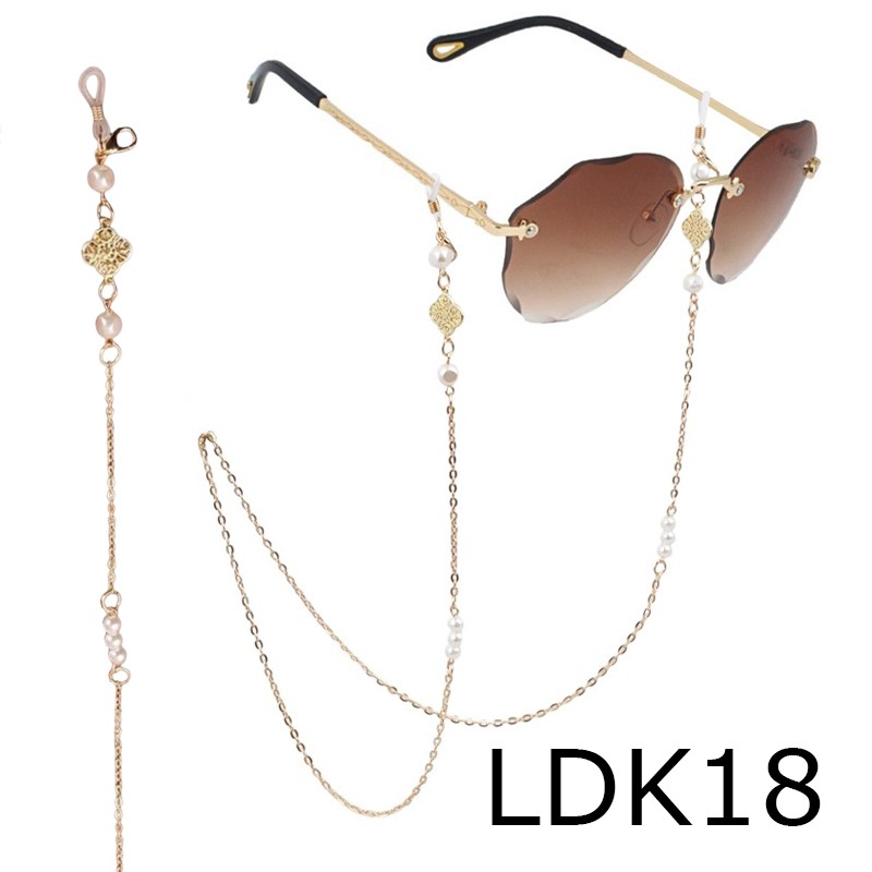 Łańcuszek do okularów cienki złoty kwiat cyrkonie 73cm LDK18 - obrazek 3