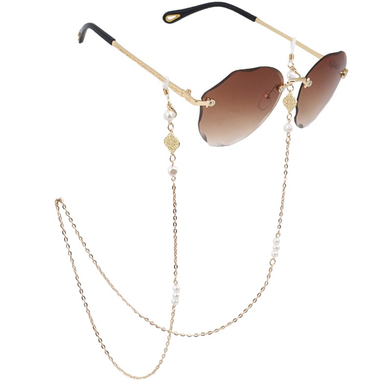 Łańcuszek do okularów cienki złoty kwiat cyrkonie 73cm LDK18 - obrazek 4