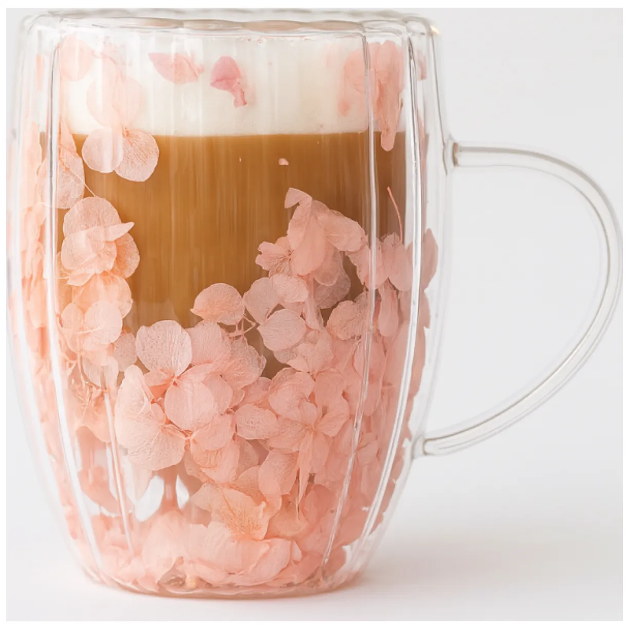 Szklanka termiczna ryflowana z kwiatami w środku, gipsówka róż 300 ml 1szt SZK157 - obrazek 5