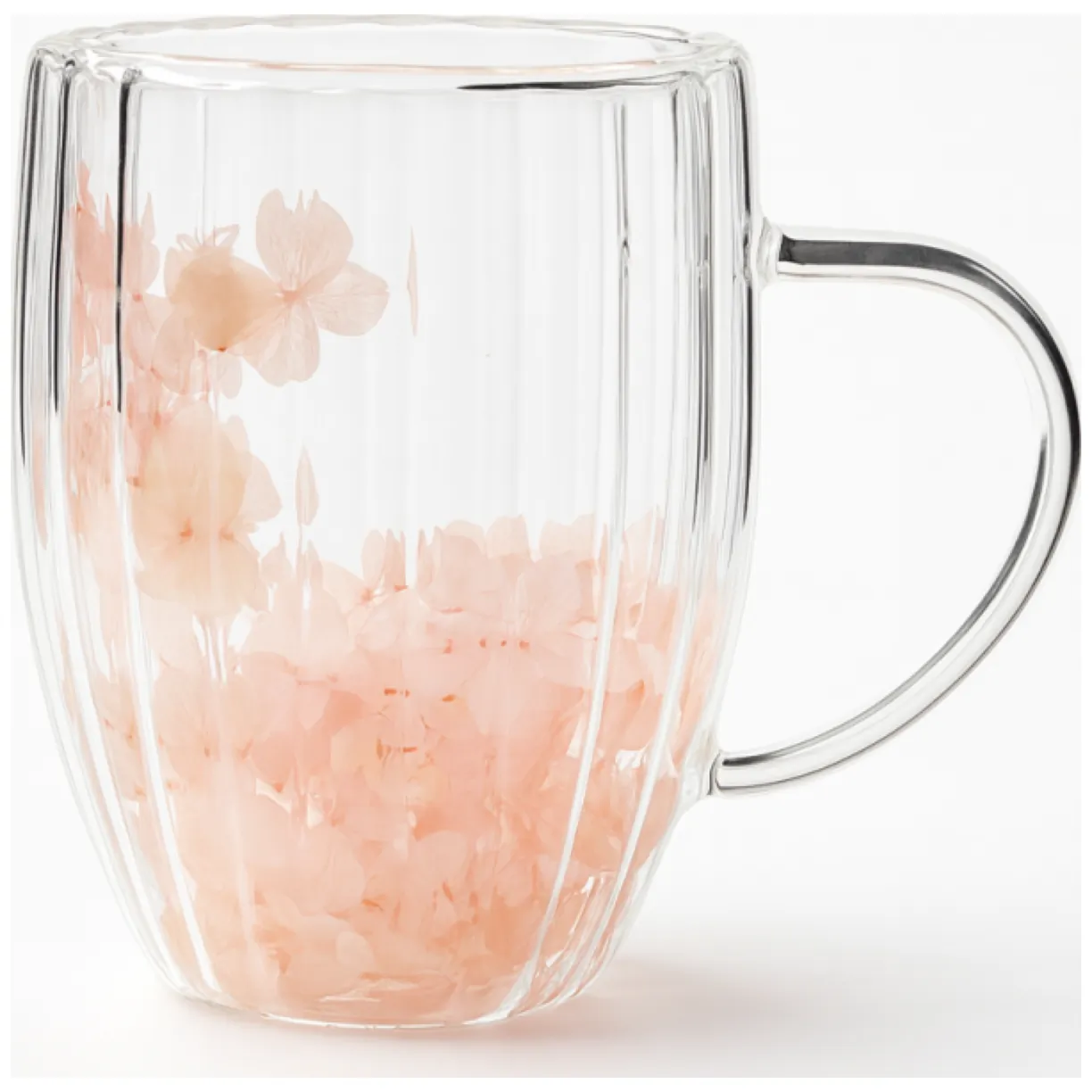 Szklanka termiczna ryflowana z kwiatami w środku, gipsówka róż 300 ml 1szt SZK157 - obrazek 6