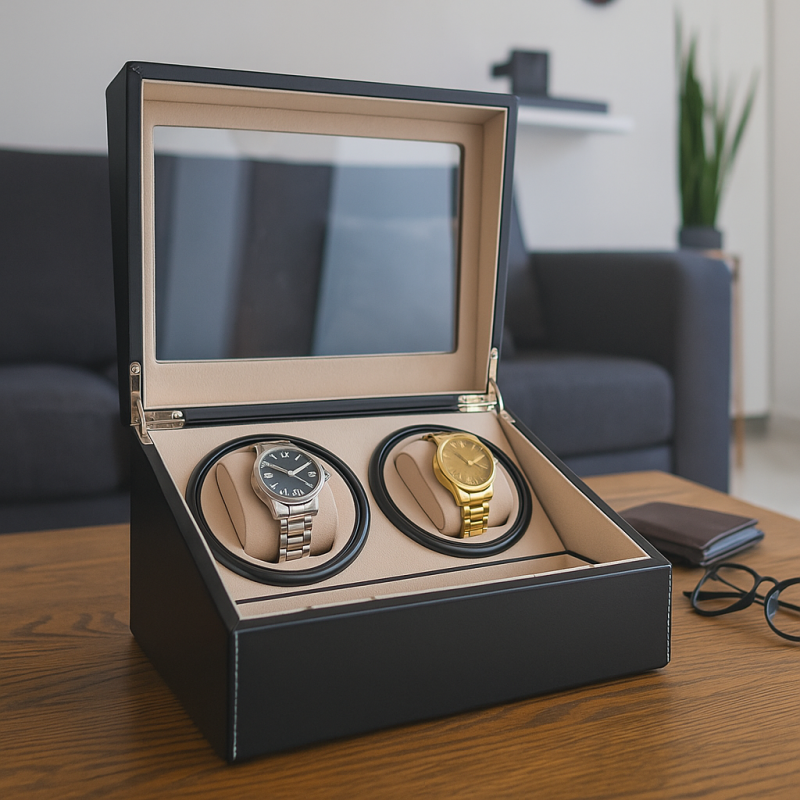 Rotomat na zegarek automatyczny, ekoskóra szkatułka gablotka 31x24x18cm PD103 - obrazek 2