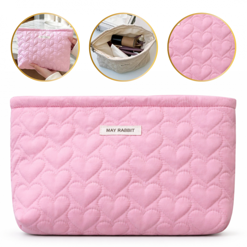 Kosmetyczka jednokomorowa pikowana serca 25 x 5 x18 cm KS120R