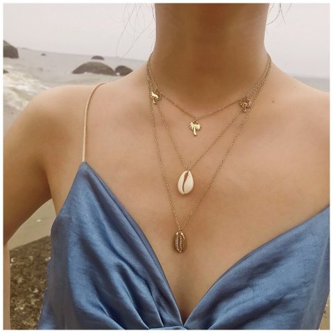 Naszyjnik multi celebrytka muszelki N655N