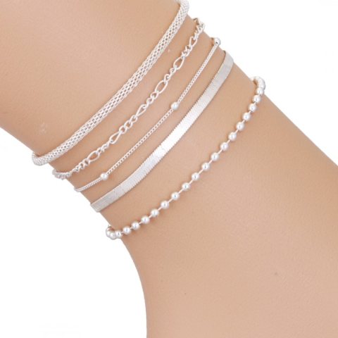 Zestaw bransoletek na stopę 5 sztuk  B531