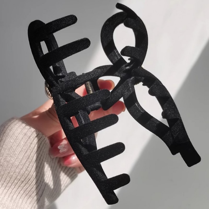 Spinka do włosów, klamra Vintage velvet czarna z perłą XL 11x6cm SP336 - obrazek 5