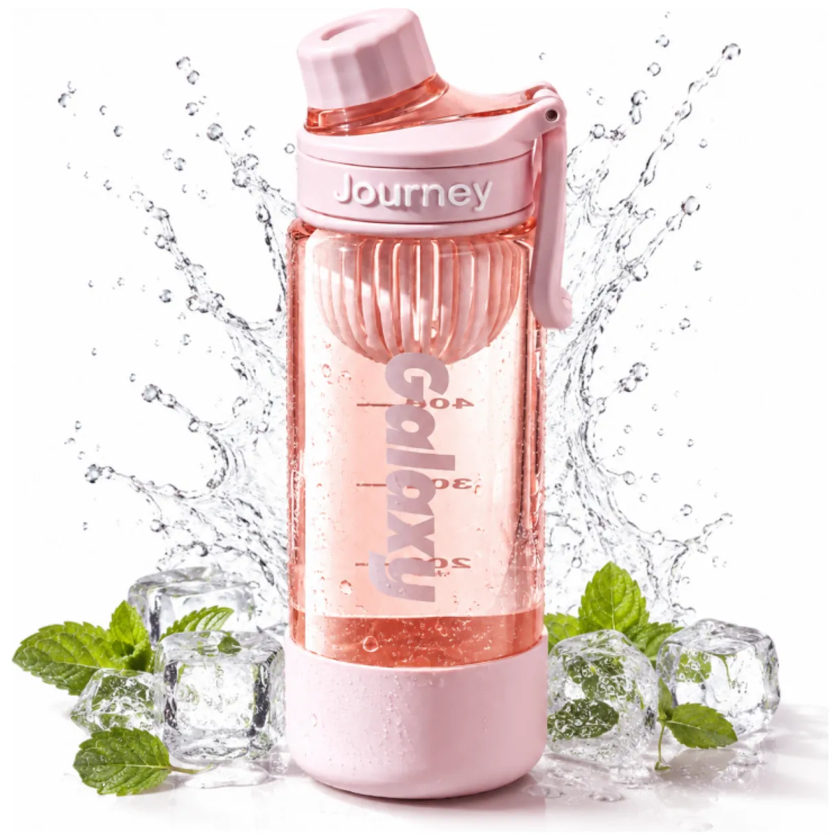 Sportowy bidon z uchwytem i miarką, butelka na wodę różowa 800 ml