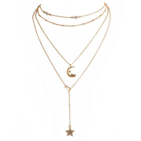 Naszyjnik multi księzyc gwiazdka złoty N656N