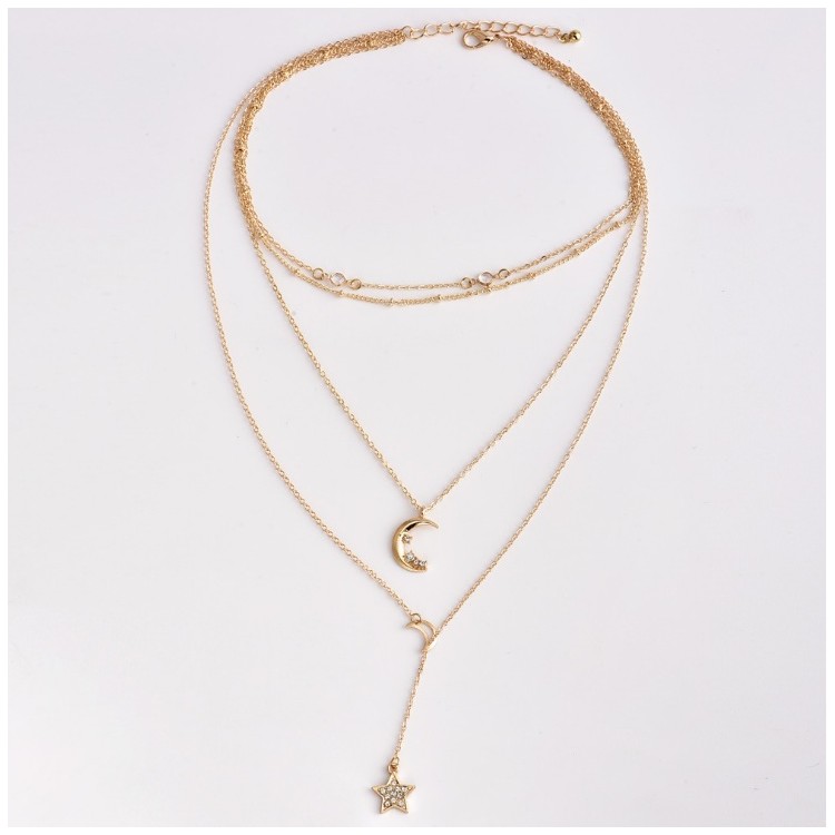 Naszyjnik multi księzyc gwiazdka złoty N656N - obrazek 2