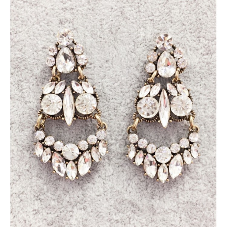 Kolczyki wiszące dżetowe zdobione K1020