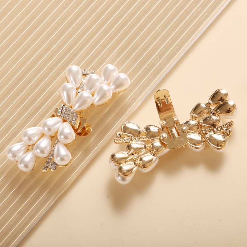 Klipsy do butów KOKARDKI z cyrkoniami i perełkami 2 szt. KDB52 - obrazek 3